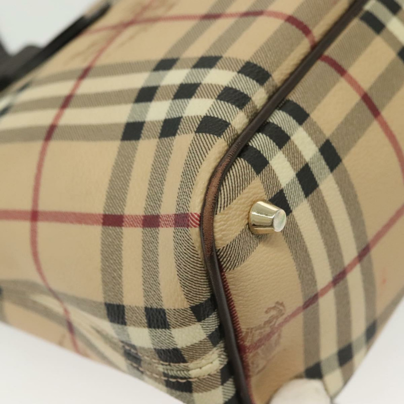【日本直送】BURBERRY Nova 格紋手提包 PVC 皮革 米色 金色 正品 ep10235-15