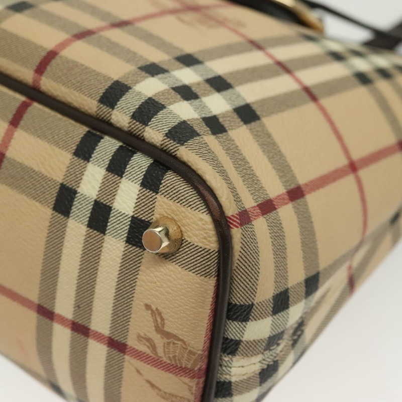 【日本直送】BURBERRY Nova 格紋手提包 PVC 皮革 米色 金色 正品 ep10235-16