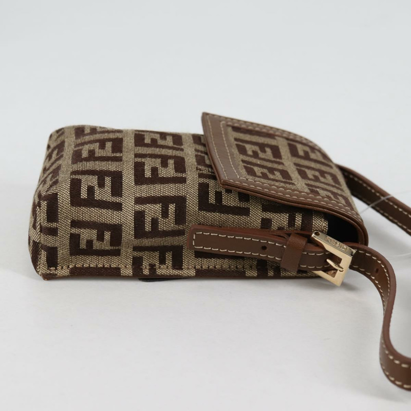 【日本直送】FENDI Zucchino 帆布手機袋 棕色金色 正品 138859-3