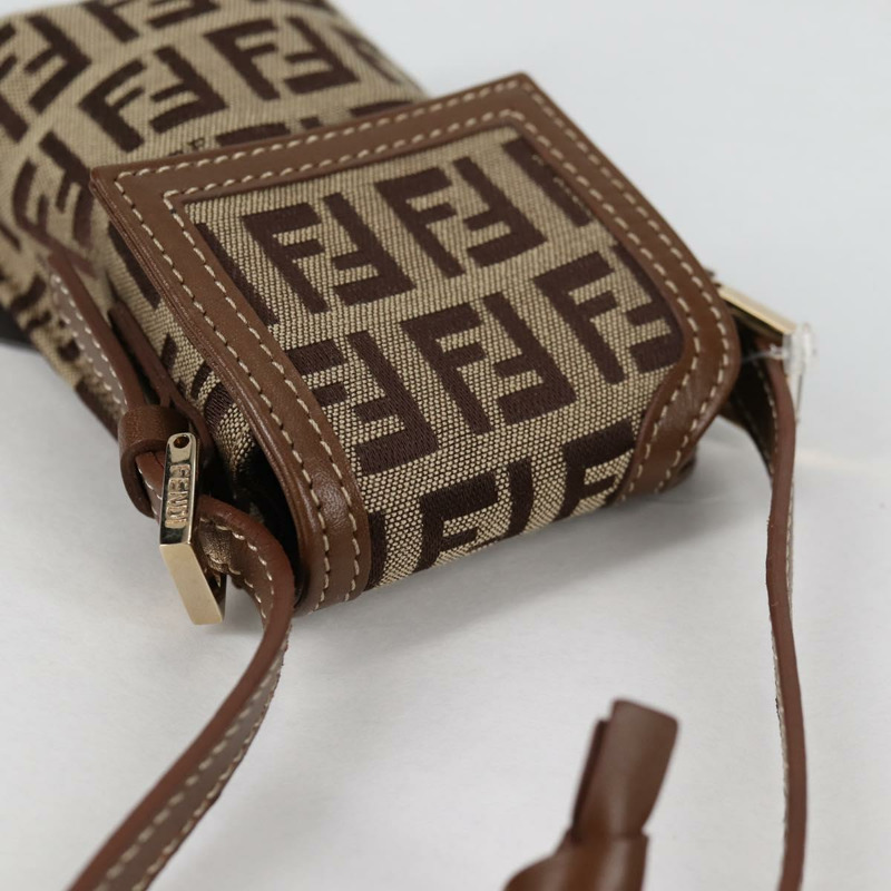 【日本直送】FENDI Zucchino 帆布手機袋 棕色金色 正品 138859-5