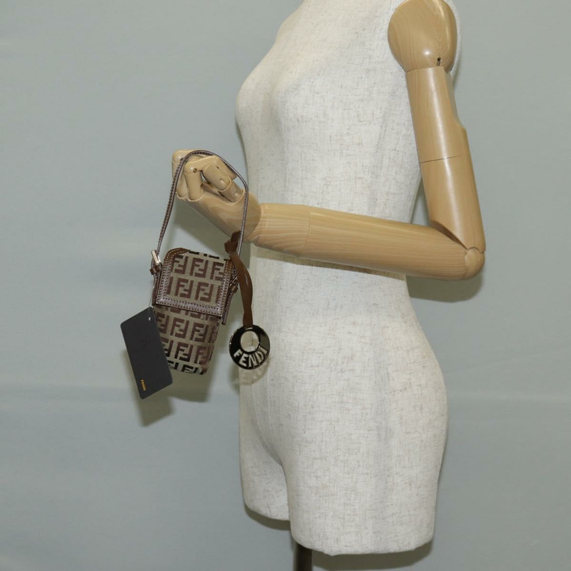 【日本直送】FENDI Zucchino 帆布手機袋 棕色金色 正品 138859-21