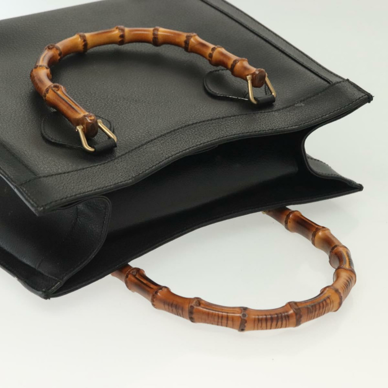 【日本直送】GUCCI 竹節手提包 皮革 黑色 金色 002 2122 0260 正品 ep10191-6