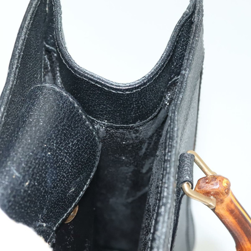 【日本直送】GUCCI 竹節手提包 皮革 黑色 金色 002 2122 0260 正品 ep10191-22