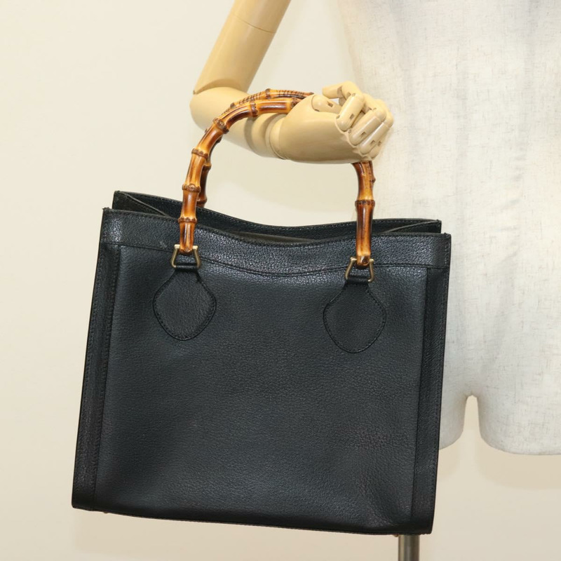 【日本直送】GUCCI 竹節手提包 皮革 黑色 金色 002 2122 0260 正品 ep10191-24