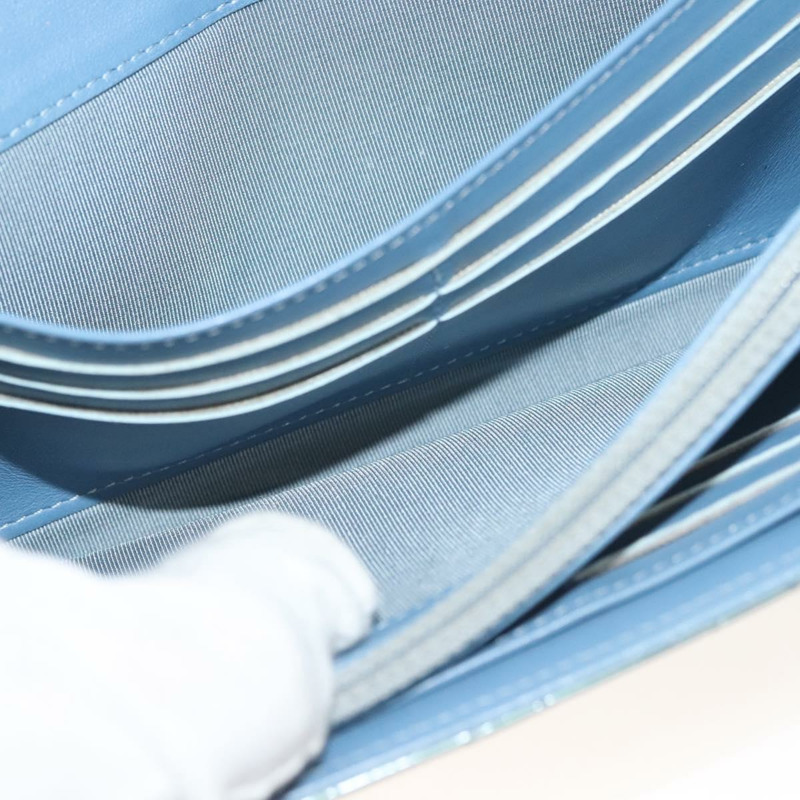 【日本直送】香奈兒 (CHANEL) Matelasse 長版皮夾 琺瑯綠 銀色 CC Auth 138942-19