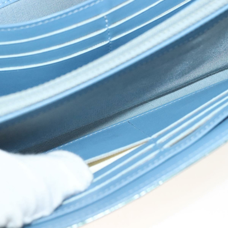 【日本直送】香奈兒 (CHANEL) Matelasse 長版皮夾 琺瑯綠 銀色 CC Auth 138942-20