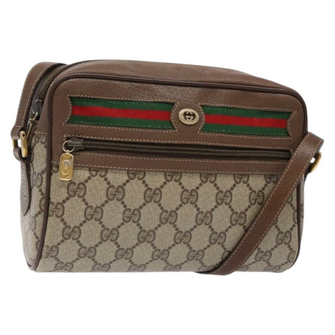 GUCCI GG Supreme Web Sherry Line 單肩包 米色 金色 98 02 087 正品 138842