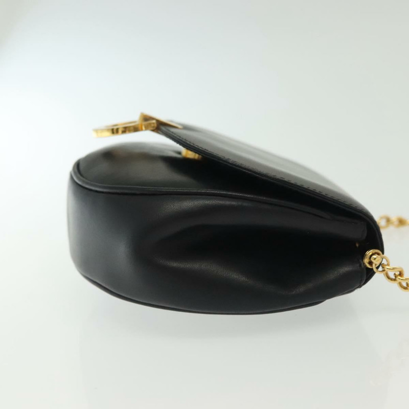 【日本直送】Salvatore Ferragamo Gancini 鏈條肩背包，黑色皮革，金色，正品，貨號 138877-2