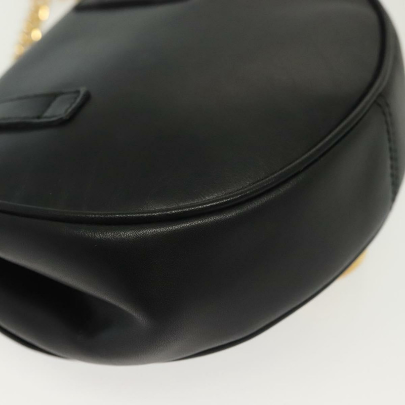 【日本直送】Salvatore Ferragamo Gancini 鏈條肩背包，黑色皮革，金色，正品，貨號 138877-14