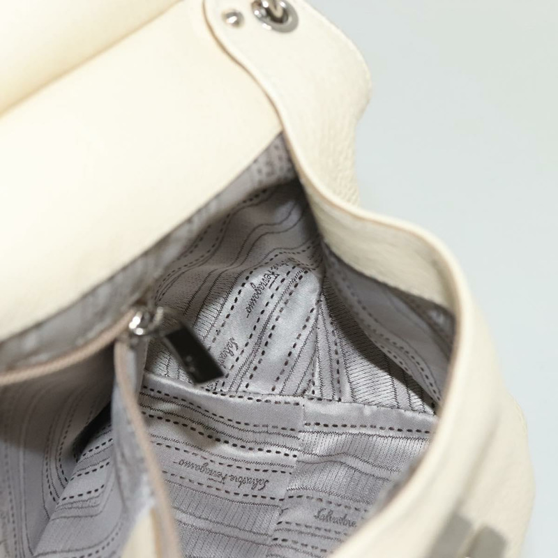 【日本直送】Salvatore Ferragamo Gancini 皮革肩背包 白色 銀色 正品 138871-20