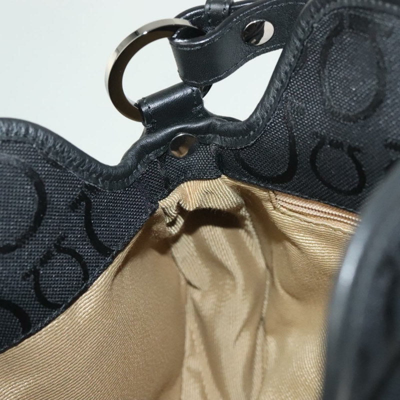 【日本直送】Salvatore Ferragamo Gancini 手袋 帆布 黑色 銀色 正品 138872-17