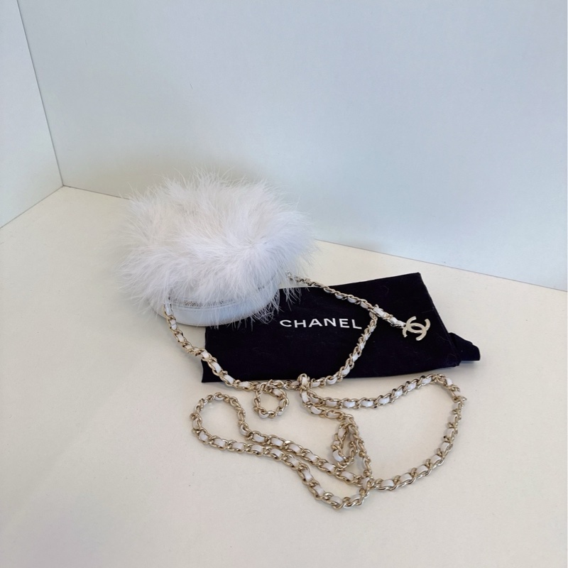 【99新🆕】Chanel 限量 白色毛毛 圓餅鏈條包斜挎包 單肩包-6