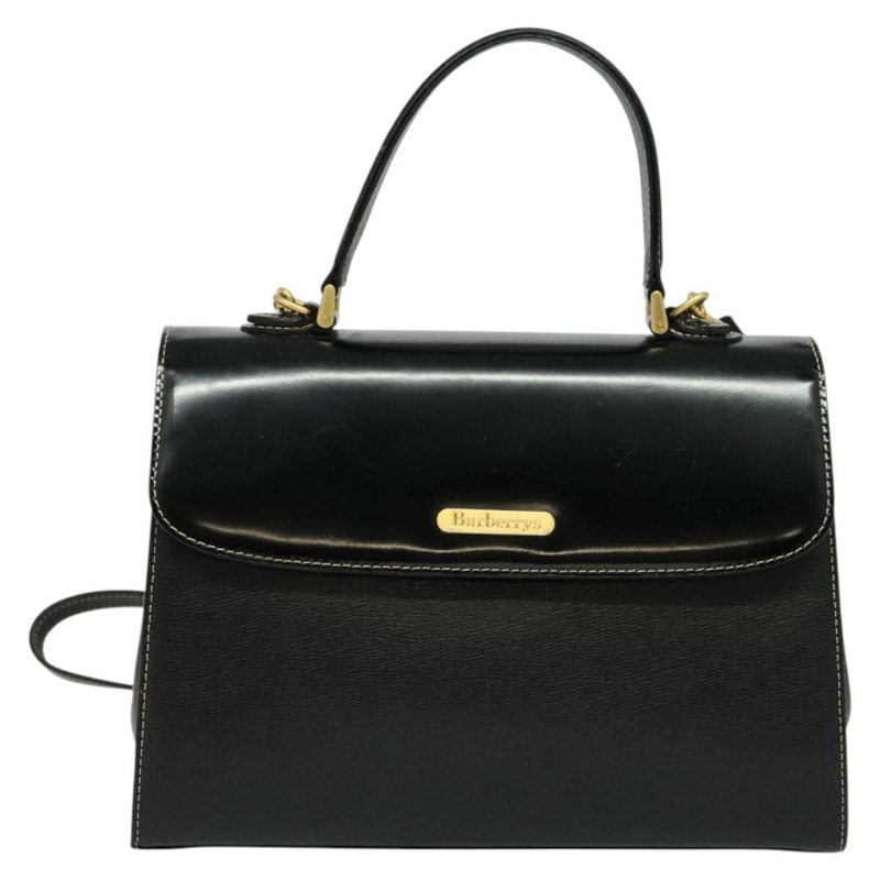 【日本直送】Burberrys 手提包 皮革 2way 黑色金色 正品 ep10348-12