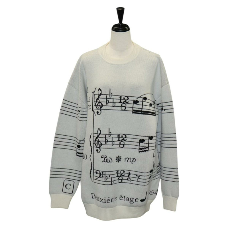 【日本直送】路易威登針織布料 音符圖案 羊毛 XS 白色 正品 139001-0