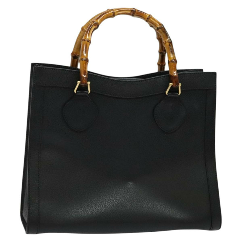 【日本直送】GUCCI 竹節手提包 皮革 黑色 金色 002 1186 0260 正品 137974-0