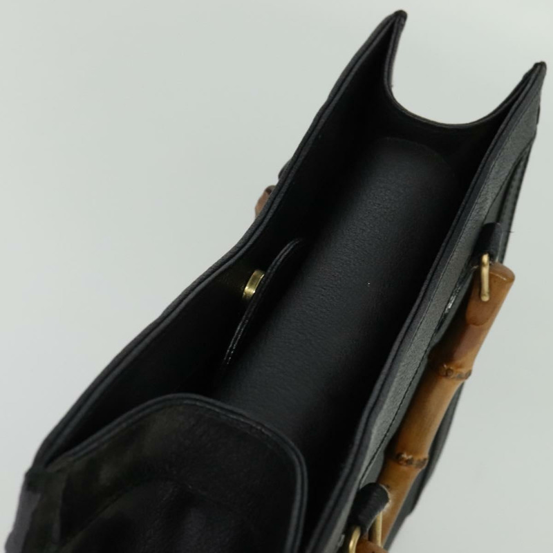 【日本直送】GUCCI 竹節手提包 皮革 黑色 金色 002 1186 0260 正品 137974-5