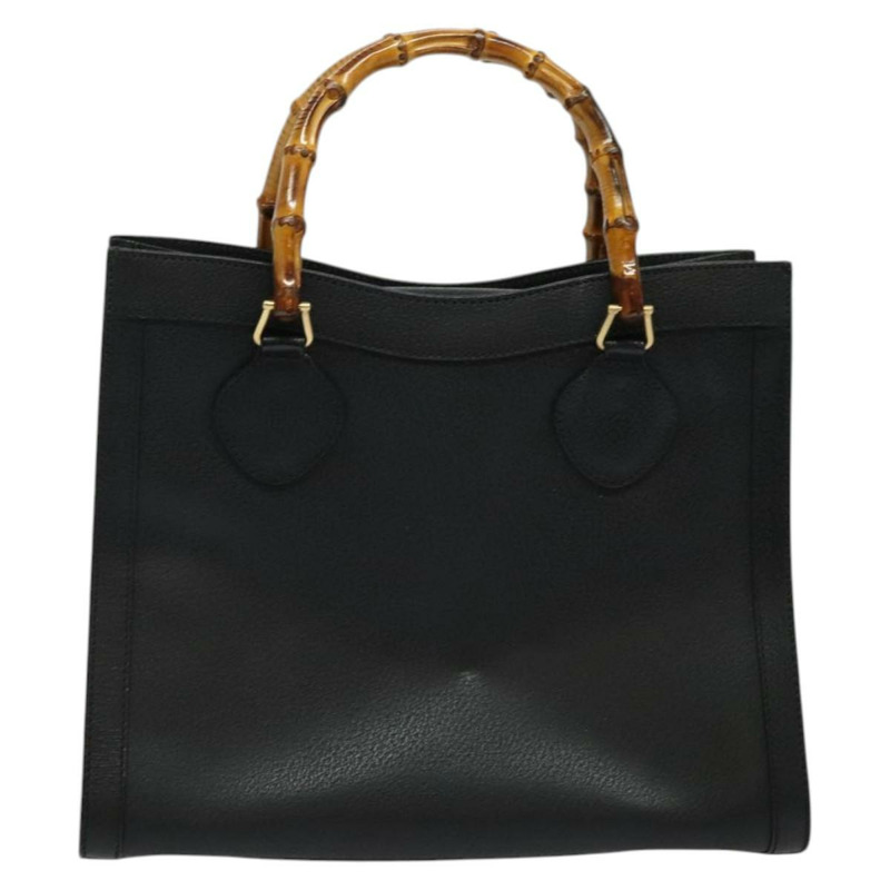 【日本直送】GUCCI 竹節手提包 皮革 黑色 金色 002 1186 0260 正品 137974-12