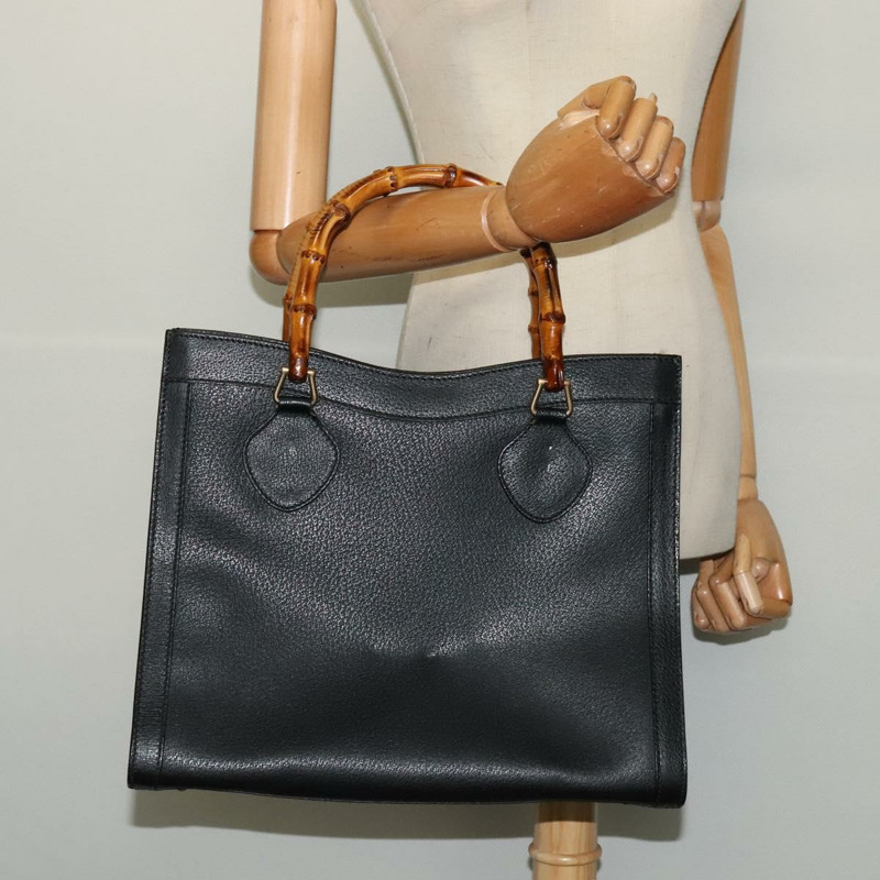 【日本直送】GUCCI 竹節手提包 皮革 黑色 金色 002 1186 0260 正品 137974-20