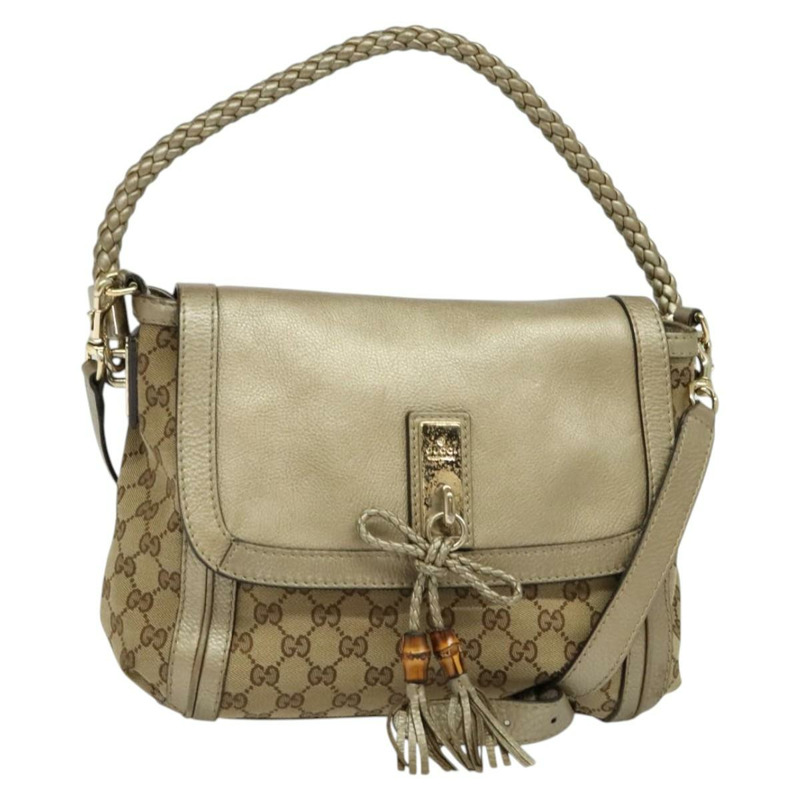 【日本直送】GUCCI GG帆布竹節單肩包 米色 金色 282301 正品 137972-0