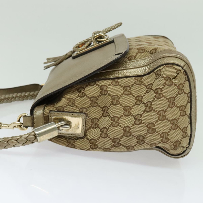 【日本直送】GUCCI GG帆布竹節單肩包 米色 金色 282301 正品 137972-2