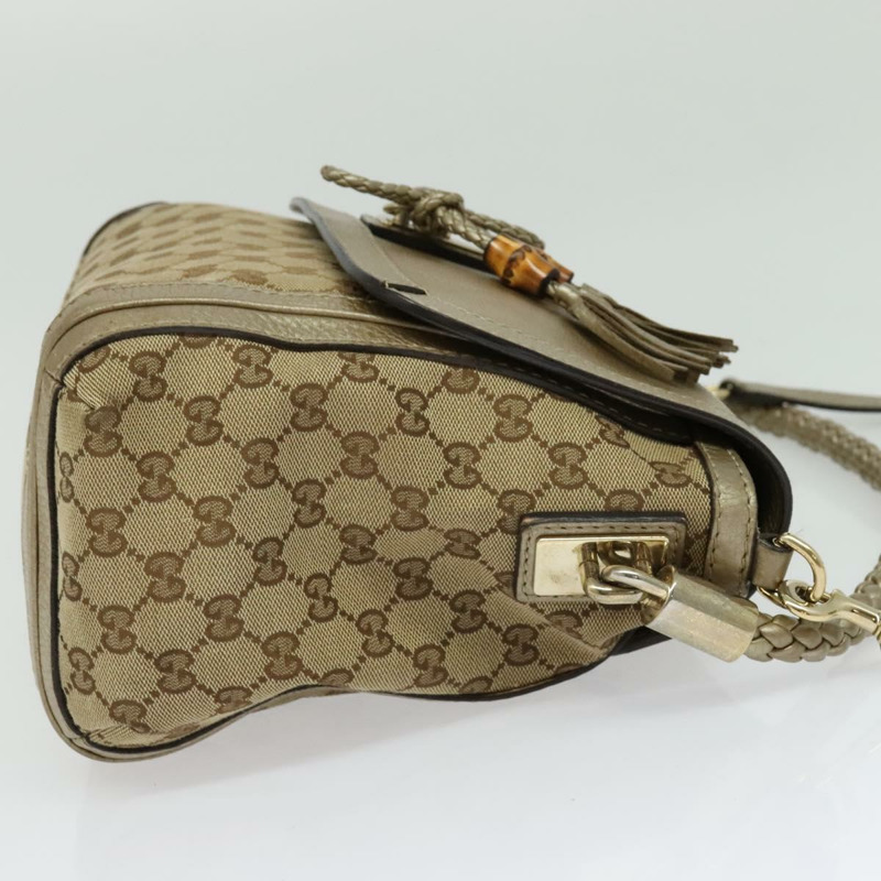 【日本直送】GUCCI GG帆布竹節單肩包 米色 金色 282301 正品 137972-3