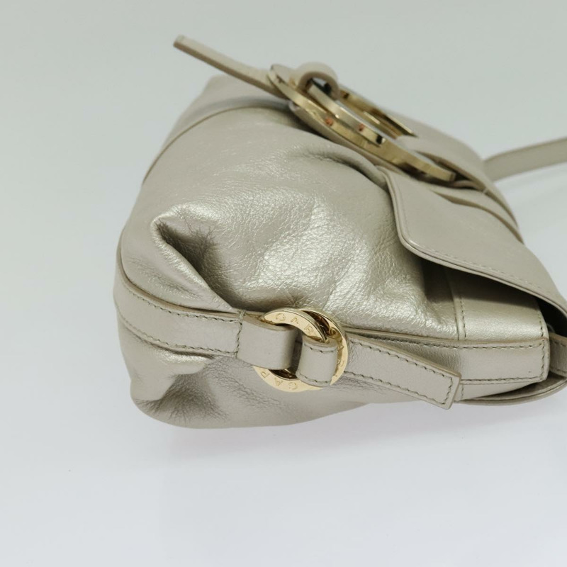 【日本直送】寶格麗 Chandra 肩背包,皮革材質,白色,金色,正品編號 138027-3