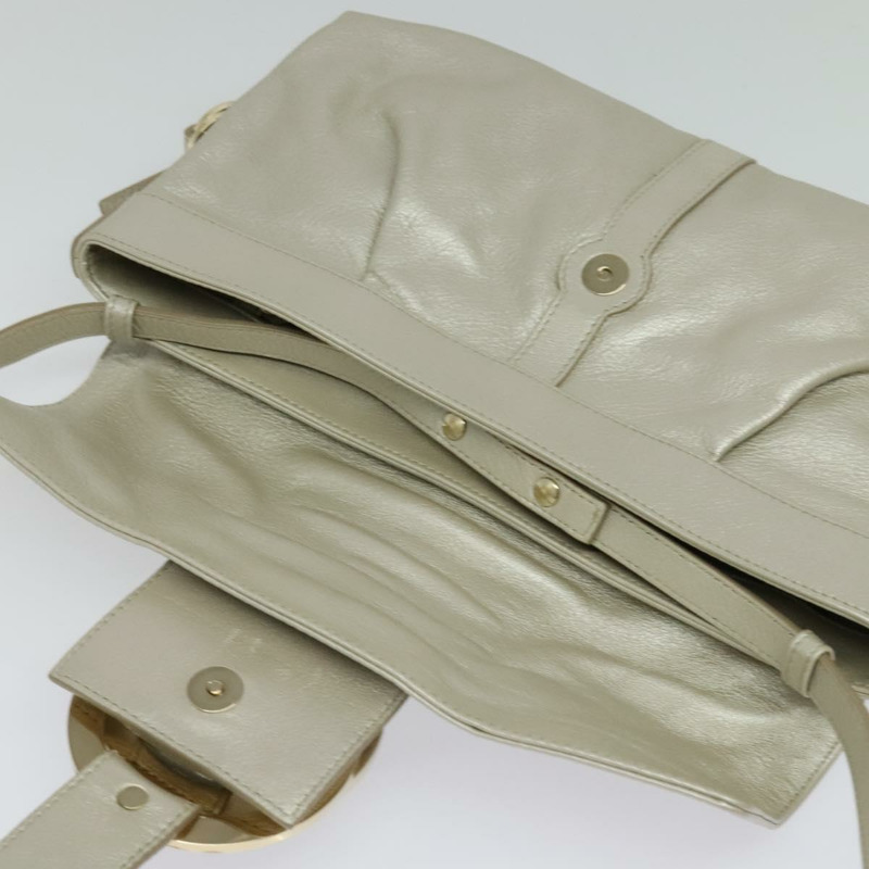 【日本直送】寶格麗 Chandra 肩背包,皮革材質,白色,金色,正品編號 138027-9