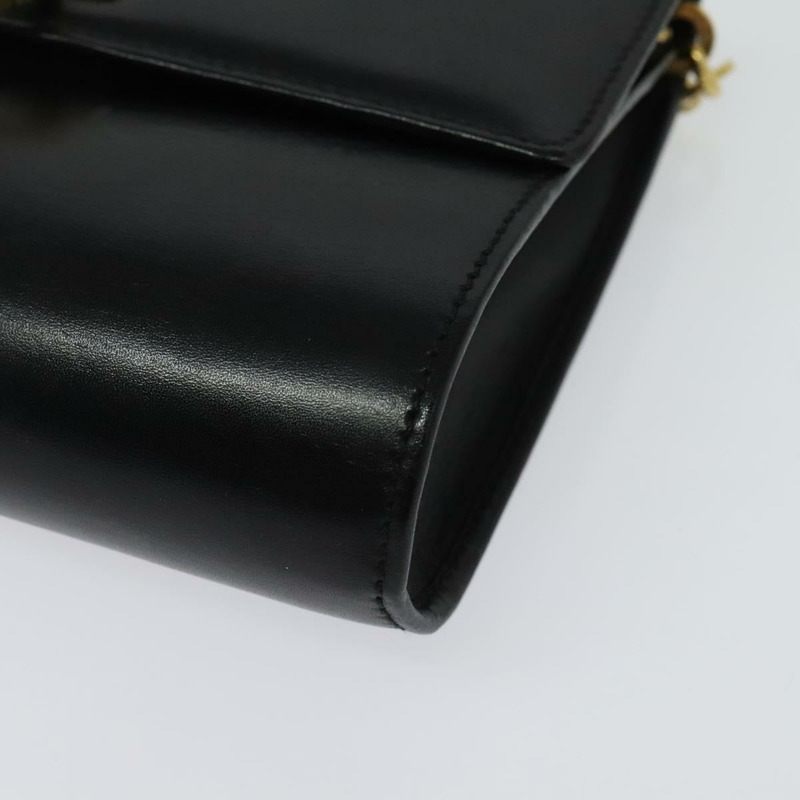 【日本直送】Salvatore Ferragamo Gancini 鏈條單肩包 皮革 黑色 金色 Auth hk2926-13