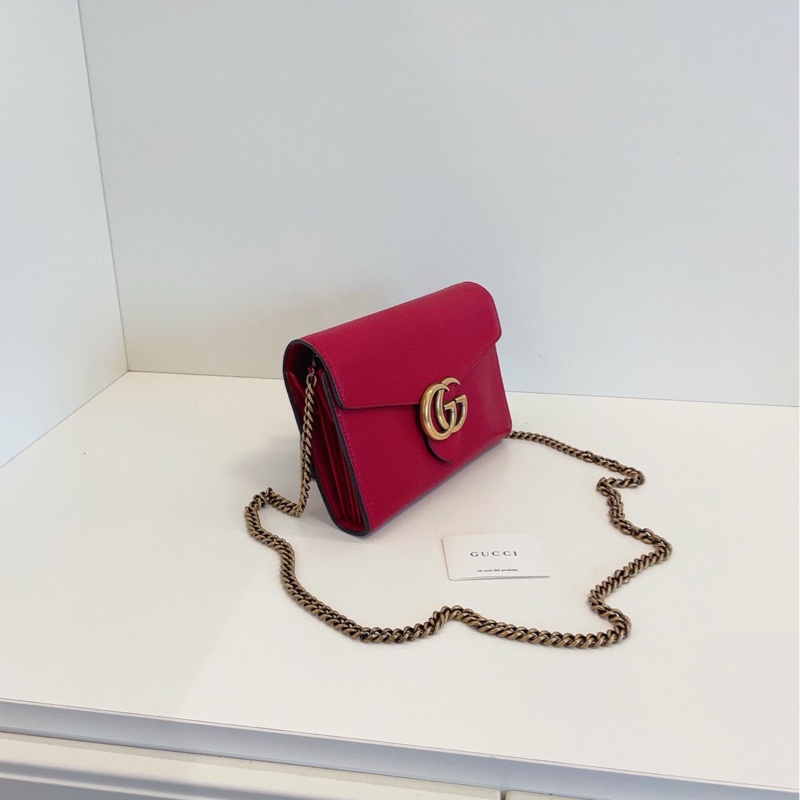 【98新🆕】Gucci marmont紅金扣GG woc 斜挎包 信封包/鏈條包-1
