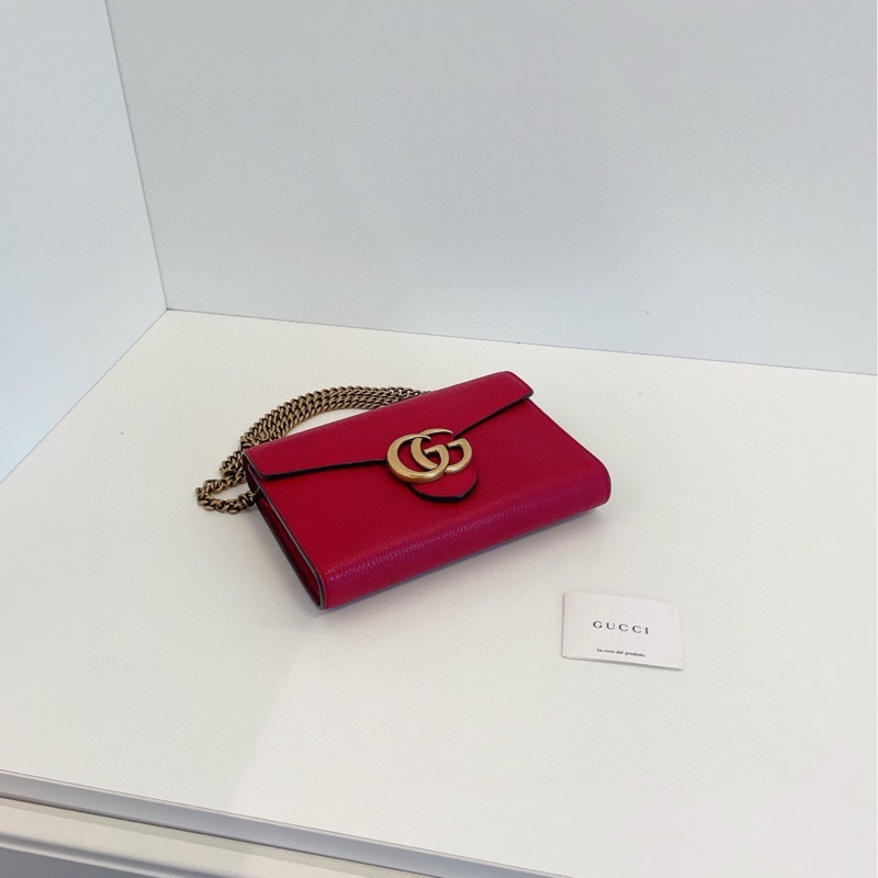 【98新🆕】Gucci marmont紅金扣GG woc 斜挎包 信封包/鏈條包-5