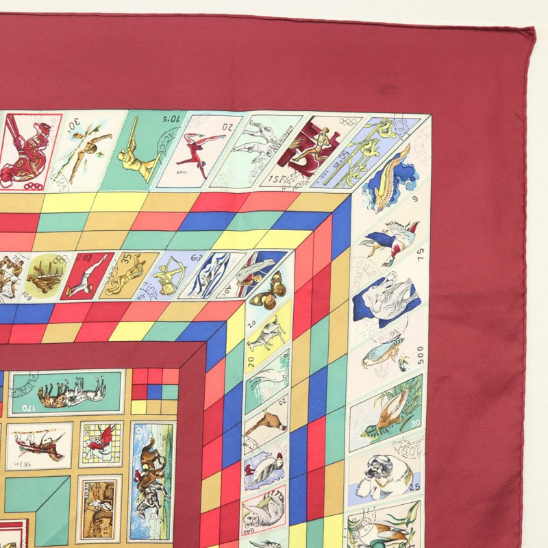 【日本直送】HERMES Carre 90 圍巾「CORRESPONDANCE」真絲波爾多正品 hk2956-3