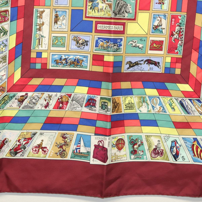 【日本直送】HERMES Carre 90 圍巾「CORRESPONDANCE」真絲波爾多正品 hk2956-8