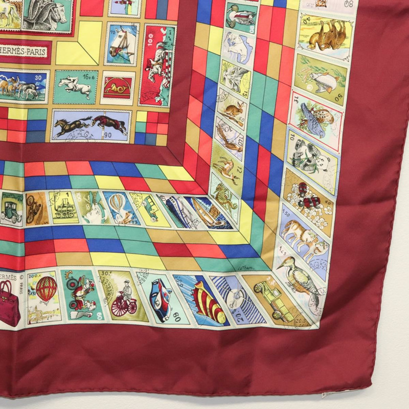 【日本直送】HERMES Carre 90 圍巾「CORRESPONDANCE」真絲波爾多正品 hk2956-9