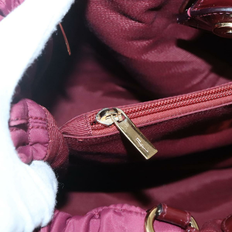 【日本直送】Salvatore Ferragamo Vala 托特包 尼龍 波爾多金 Auth hk2907-17