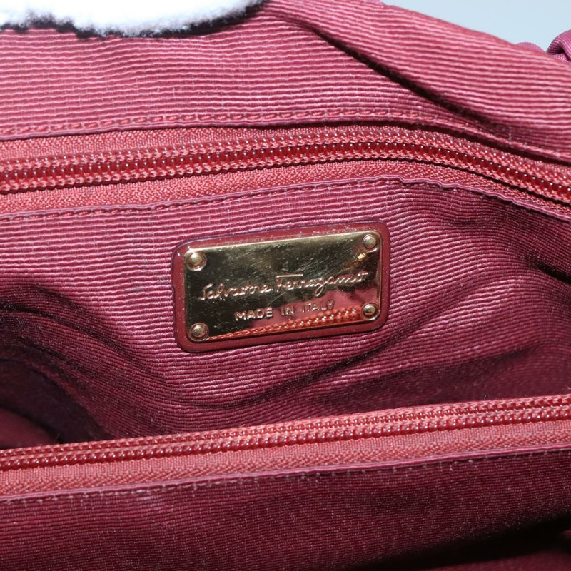 【日本直送】Salvatore Ferragamo Vala 托特包 尼龍 波爾多金 Auth hk2907-18