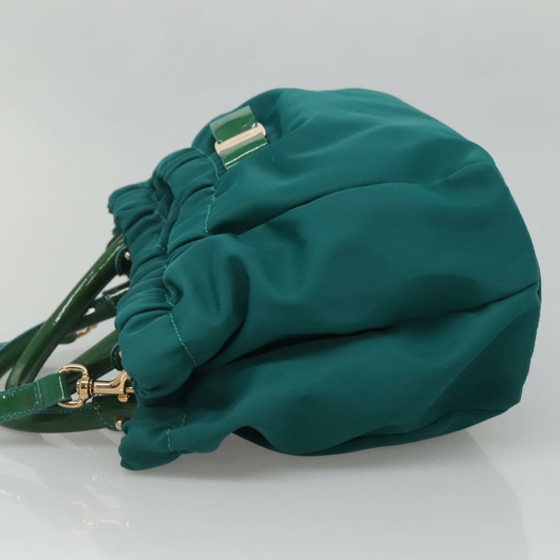 【日本直送】Salvatore Ferragamo Vala 托特包 尼龍 2way 綠金 Auth hk2908-2