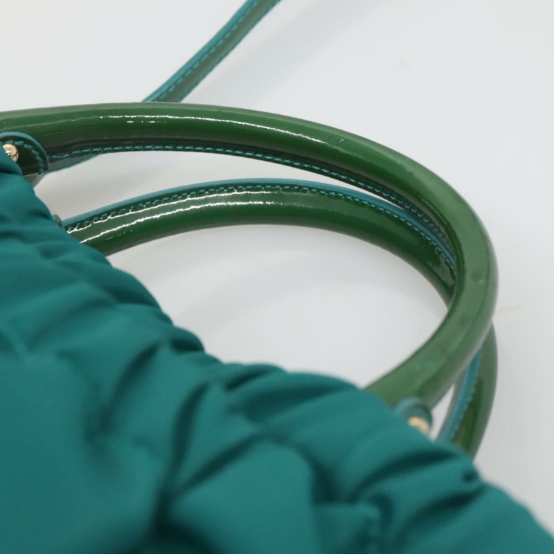 【日本直送】Salvatore Ferragamo Vala 托特包 尼龍 2way 綠金 Auth hk2908-7