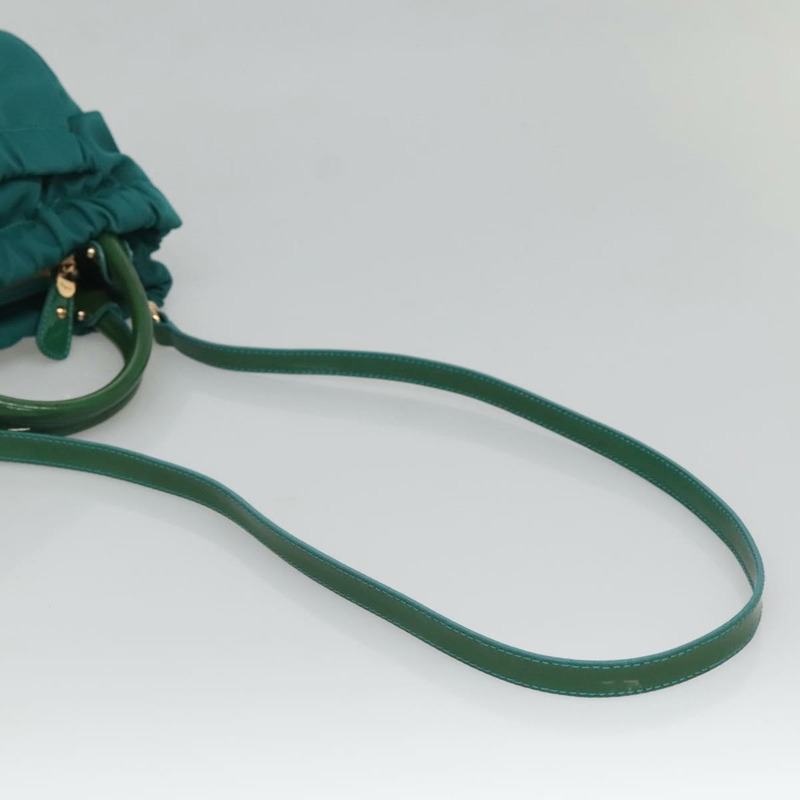 【日本直送】Salvatore Ferragamo Vala 托特包 尼龍 2way 綠金 Auth hk2908-8