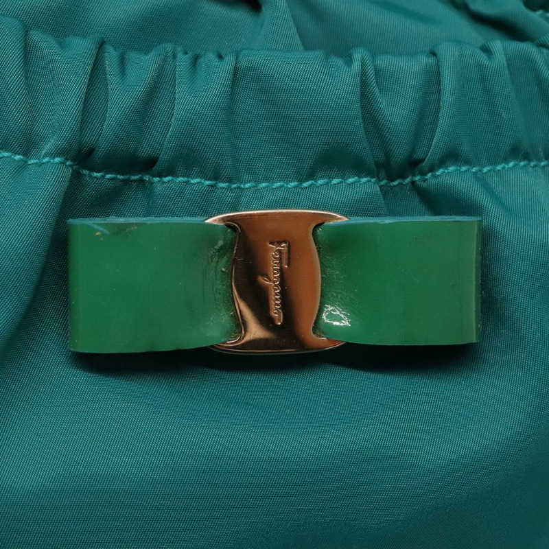 【日本直送】Salvatore Ferragamo Vala 托特包 尼龍 2way 綠金 Auth hk2908-18