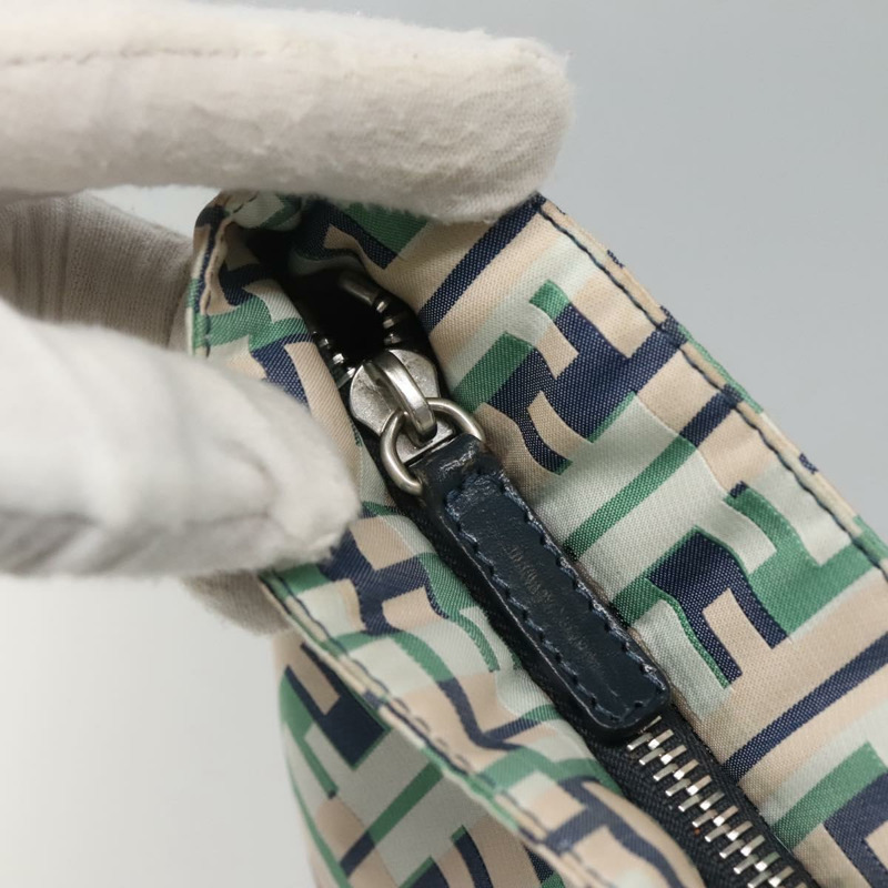 【日本直送】FENDI Zucca帆布手提包 綠色銀色 正品 137870-9