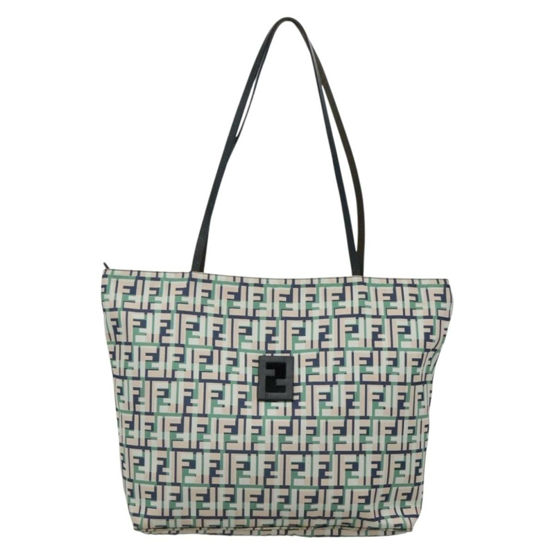 【日本直送】FENDI Zucca帆布手提包 綠色銀色 正品 137870-12