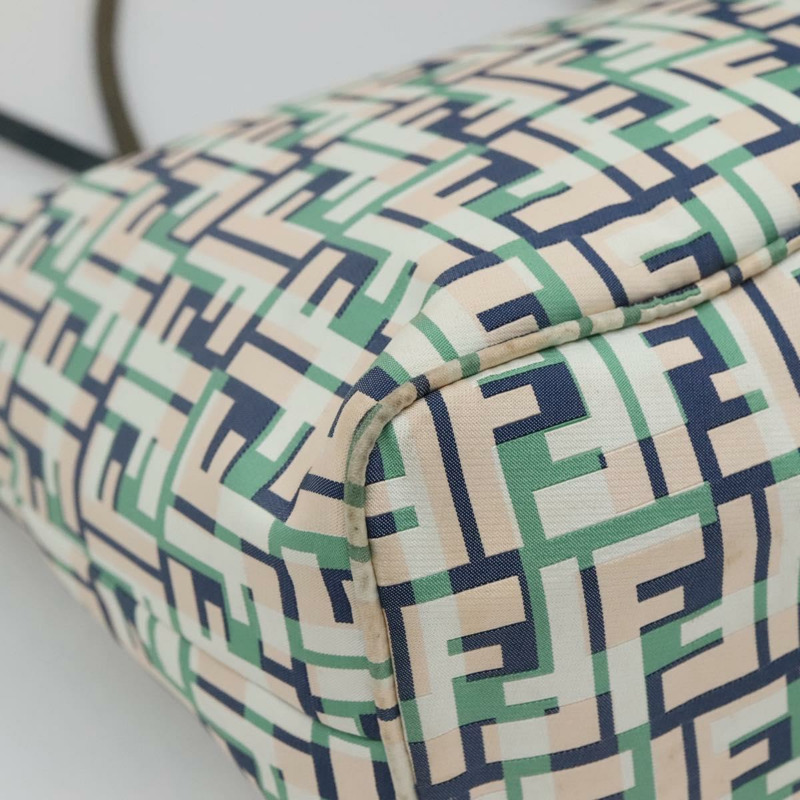 【日本直送】FENDI Zucca帆布手提包 綠色銀色 正品 137870-16