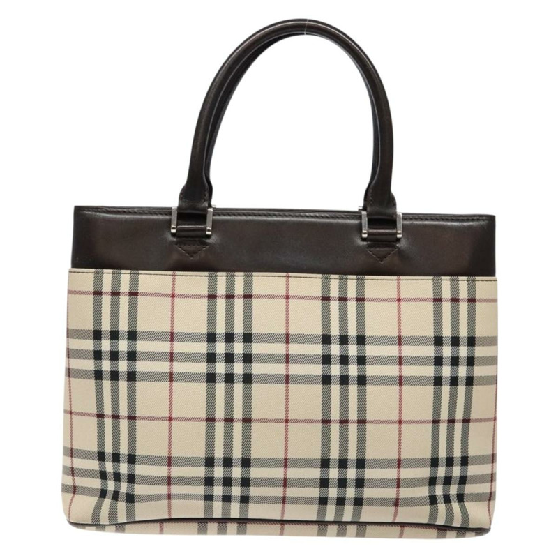 【日本直送】BURBERRY Nova 格紋托特包 尼龍 米色 銀色 正品 hk2951-1