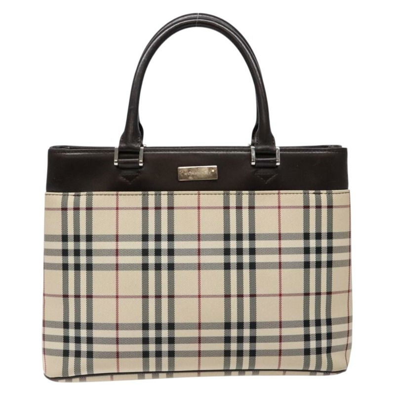 【日本直送】BURBERRY Nova 格紋托特包 尼龍 米色 銀色 正品 hk2951-12