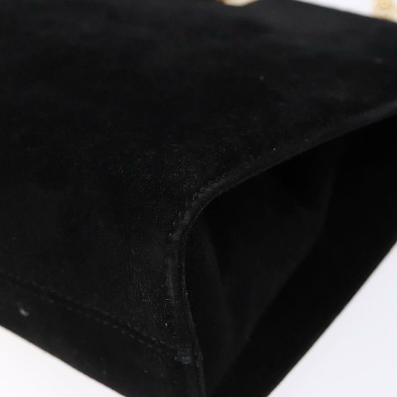 【日本直送】Salvatore Ferragamo Gancini 鏈條單肩包 麂皮 黑色 金色 正品 BA5012-8