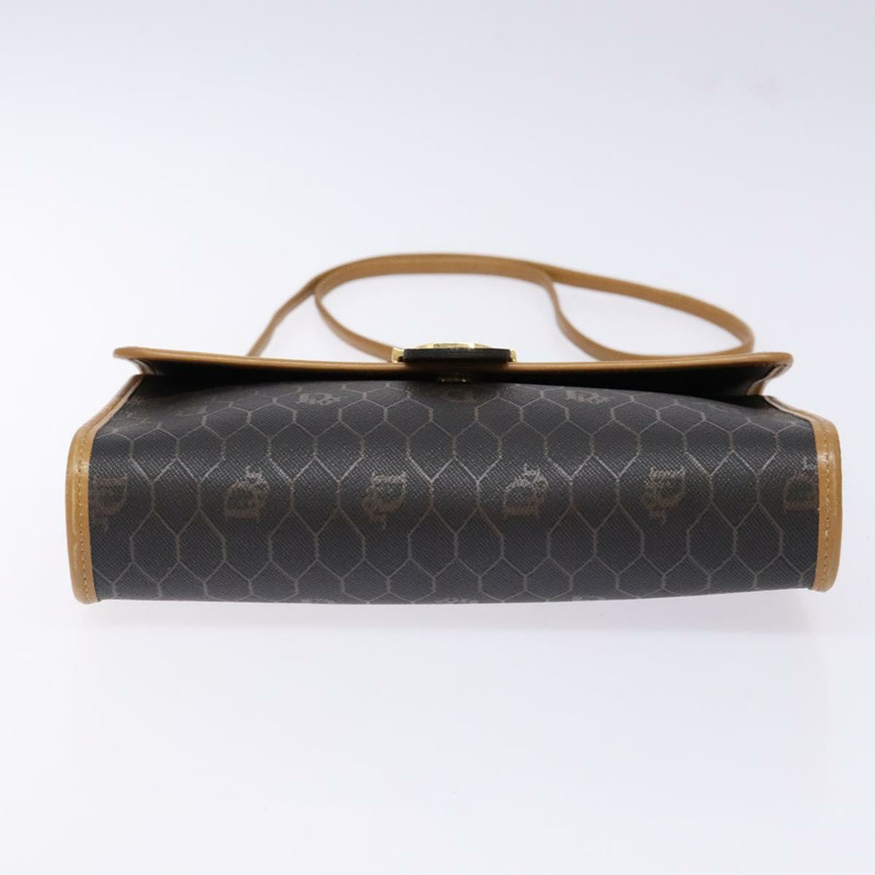 【日本直送】Christian Dior 蜂巢帆布肩背包 PVC 黑色金色 正品 BA4862-4