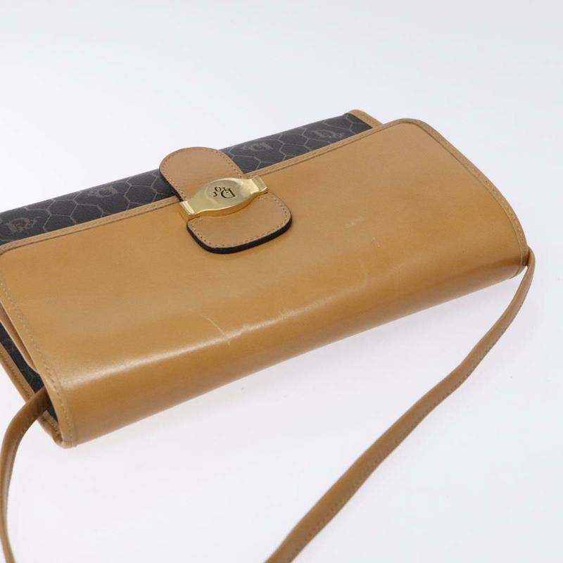 【日本直送】Christian Dior 蜂巢帆布肩背包 PVC 黑色金色 正品 BA4862-5