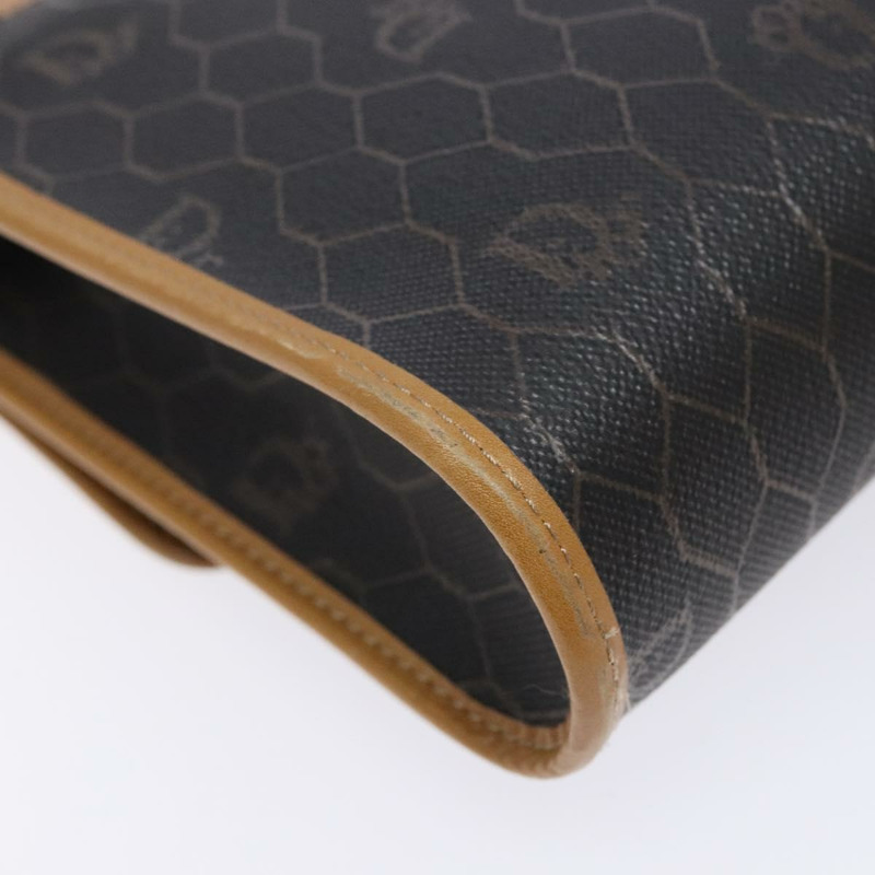 【日本直送】Christian Dior 蜂巢帆布肩背包 PVC 黑色金色 正品 BA4862-7