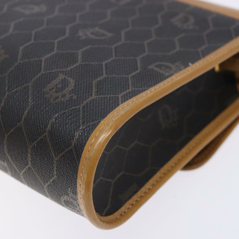 【日本直送】Christian Dior 蜂巢帆布肩背包 PVC 黑色金色 正品 BA4862-16