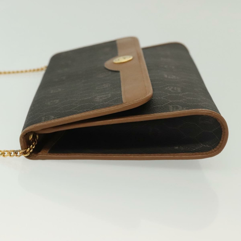 【日本直送】Christian Dior 蜂巢帆布鏈條單肩包 PVC 黑色金色 正品 BA4863-3